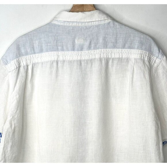 Bohio Mens Shirt Linen Beach Camp Button Up Short Sleeve Casual White Size 2XL - Picture 5 of 11